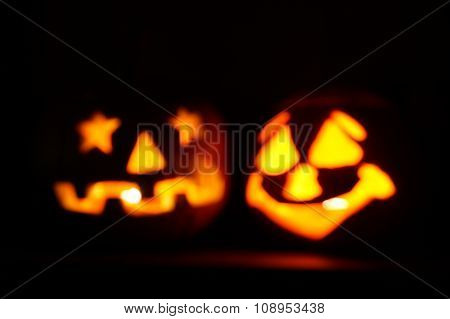 Halloween pumpkins out of focus