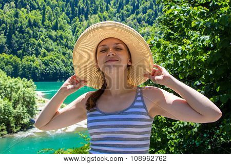 Happy smiling young tourist