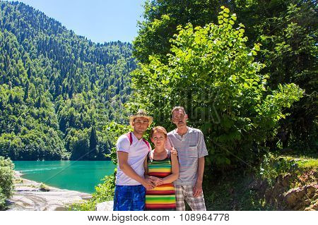 Happy smiling hugging family