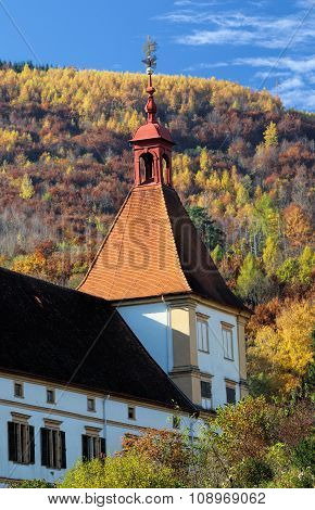 Eggenberg (Graz, Austria) castle's tower in autumn colors