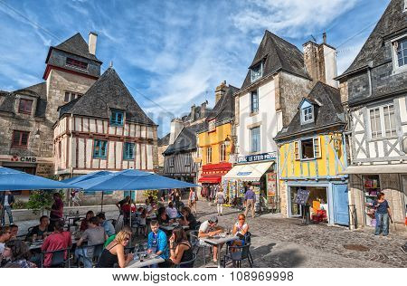 Lively Town Square In Quimper, Brittany, France