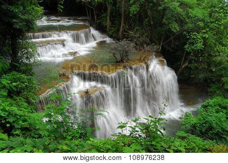 Huay Mae Kamin Waterfall In Khuean Srinagarindra National Park, Kanchanaburi Province, Thailand