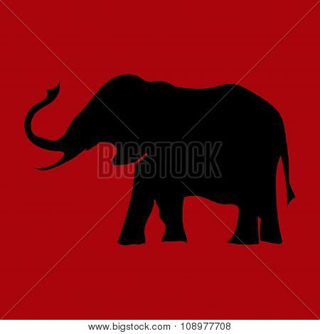 The Outline Of An Elephant To Climb Into The Top Of The Trunk On The Uniform Background