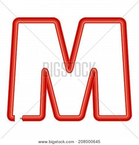 Letter m plastic tube icon. Cartoon illustration of letter m plastic tube vector icon for web