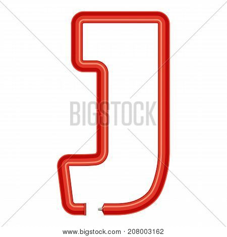 Letter j plastic tube icon. Cartoon illustration of letter j plastic tube vector icon for web