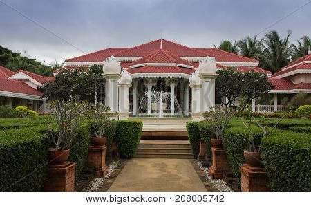 Tropical garden in vintage style resort at Hua-Hin