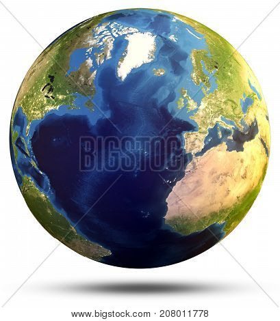 Planet globe map. Elements of this image furnished by NASA. 3d rendering
