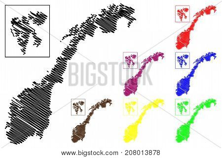 Norway map vector illustration , scribble sketch Norway (Svalbard)