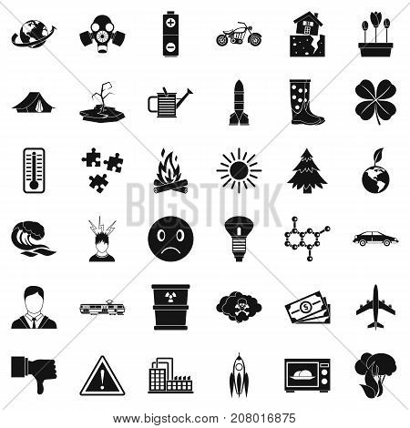 Disaster icons set. Simple style of 36 disaster vector icons for web isolated on white background