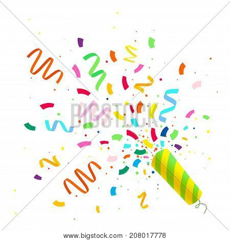 Colorful celebration background with confetti. Vector illusration.