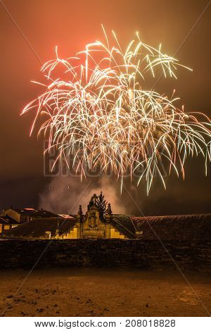 Fireworks in the local festival of San Froilan in Lugo. Spain.