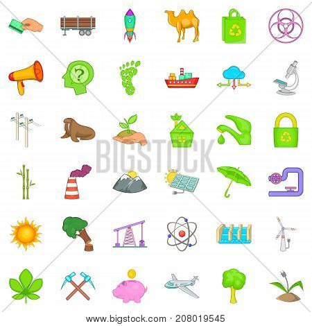 Pollution icons set. Cartoon style of 36 pollution vector icons for web isolated on white background