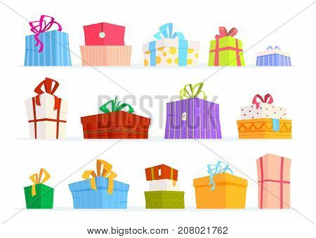 Set of gifts box for you design. Vector illustration