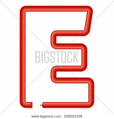 Letter e plastic tube icon. Cartoon illustration of letter e plastic tube vector icon for web
