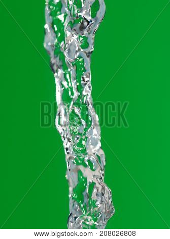 a jet of water on a green background