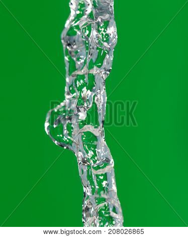 a jet of water on a green background