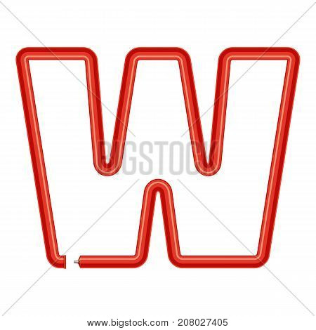 Letter w plastic tube icon. Cartoon illustration of letter w plastic tube vector icon for web