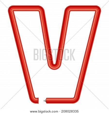 Letter v plastic tube icon. Cartoon illustration of letter v plastic tube vector icon for web