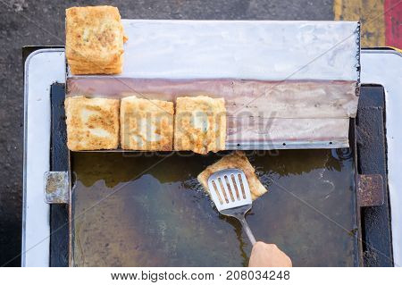 Top View Of A Hand Cooking Vegetables Martabak Jawa In Kota Kinabalu City Open Market In Sabah Borne