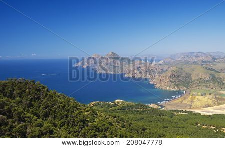 View on Mediterranean Sea from artillery battery Cenizas in Murcia Spain