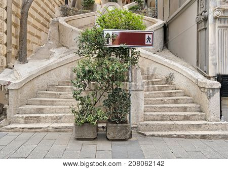 Camondo Steps a famous pedestrian stairway leading to Galata Tower built around 1870 located on Banks Street in Galata (Karakoy) district of Istanbul Turkey
