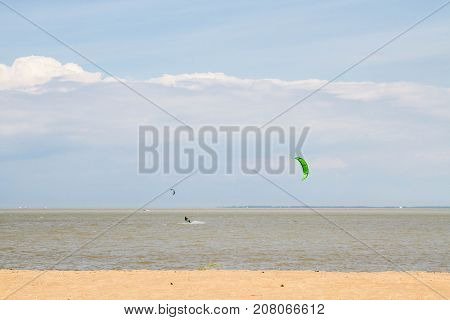 Windsurfing On The Beach Of The Big Izhora Gulf Of Finland