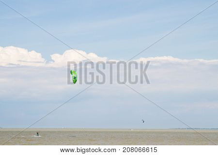 Windsurfing On The Beach Of The Big Izhora Gulf Of Finland