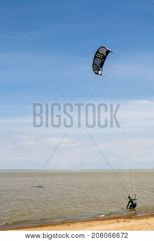 Windsurfing On The Beach Of The Big Izhora Gulf Of Finland
