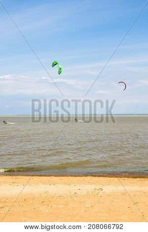 Windsurfing On The Beach Of The Big Izhora Gulf Of Finland