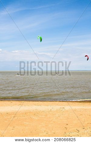 Windsurfing On The Beach Of The Big Izhora Gulf Of Finland