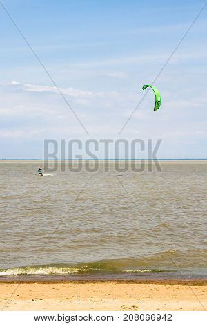 Windsurfing On The Beach Of The Big Izhora Gulf Of Finland