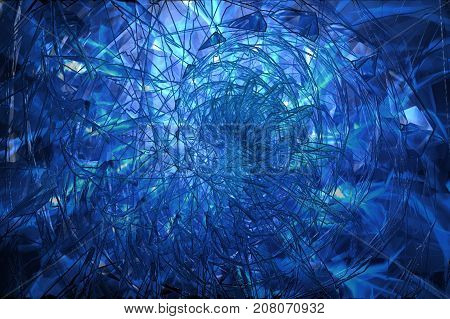 Abstract Background With Swirl Of Crystal Glass And Glassed Drops. 3D Illustration