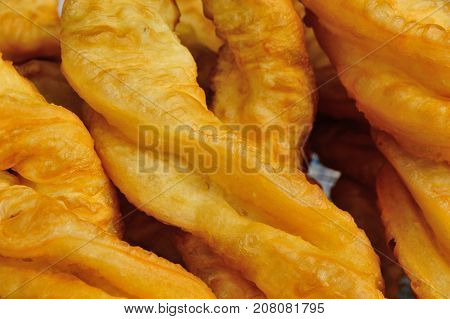 Chinese traditional street breakfast foodYoutiao (deep-fried breadstick)