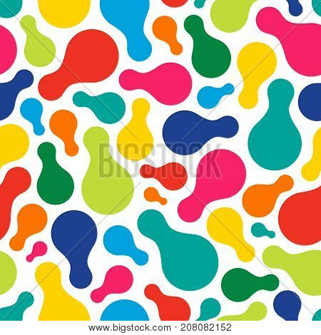 Metaball seamless colorful vector pattern on white background