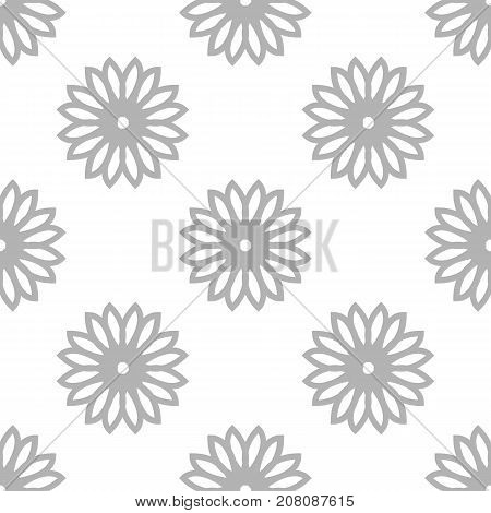 Seamless vector simple pattern with flowers on white background