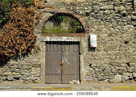 Old doors and walls in an old building