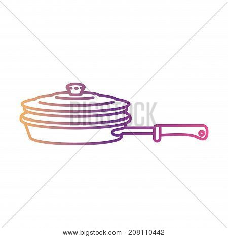 stewpan with handle and lid silhouette gradient color from magenta to purple vector illustration