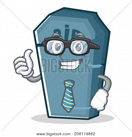 Businesman tombstone character cartoon object vector illustration