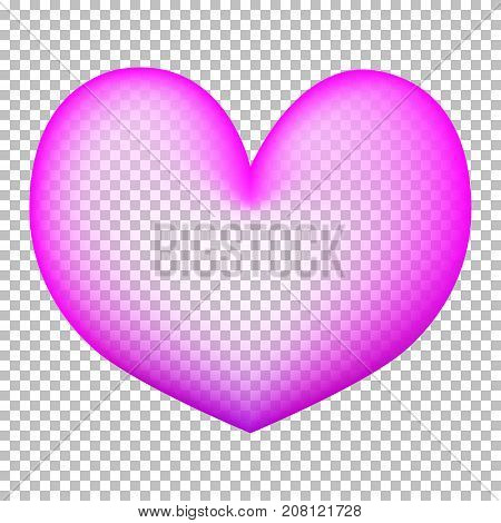 Pink heart on transparent background. Heart air balloon with transparent center. Bubble gum heart. Pink and violet bubble with text place. 3D airballoon. Love and romantic icon