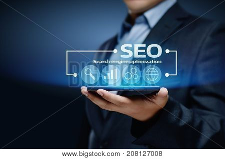 SEO Search Engine Optimization Marketing Ranking Traffic Website Internet Business Technology Concept.