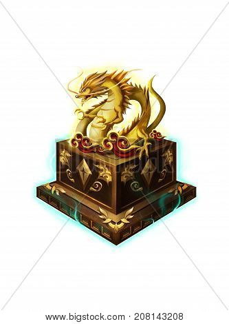 Chinese Ancient Artifact, the Jade Dragon Seal. Video Game's Digital CG Artwork, Colorful Concept Illustration, Realistic Cartoon Style Object Design