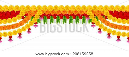 illustration of Flower garland decoration toran for Happy Diwali Holiday background