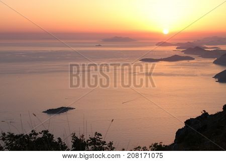 Sunset over the Adriatic Sea Croatia in summer.