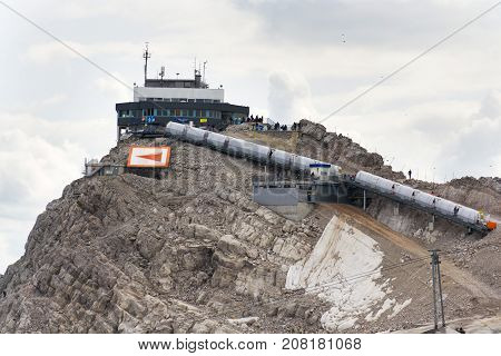 People Hiking Around Dachstein Hunerkogel Mountain Station, Alps, Austria