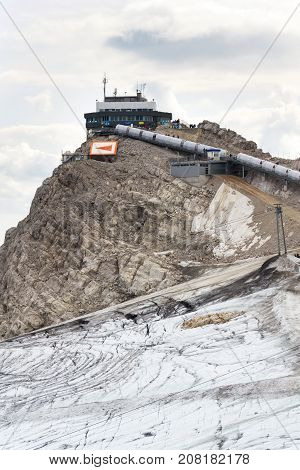 People Hiking Around Dachstein Hunerkogel Mountain Station, Alps, Austria