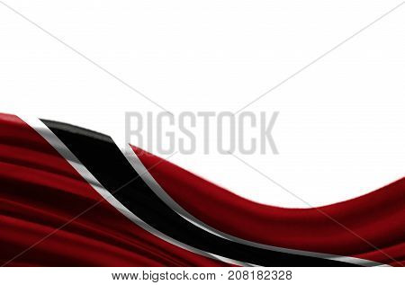 Grunge colorful flag Trinidad and Tobago with copyspace for your text or images,isolated on white background. Close up, fluttering downwind.