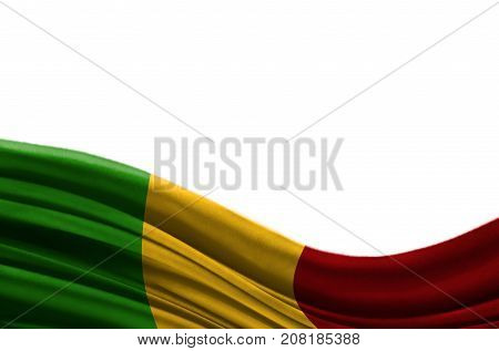 Grunge colorful flag Mali with copyspace for your text or images,isolated on white background. Close up, fluttering downwind.