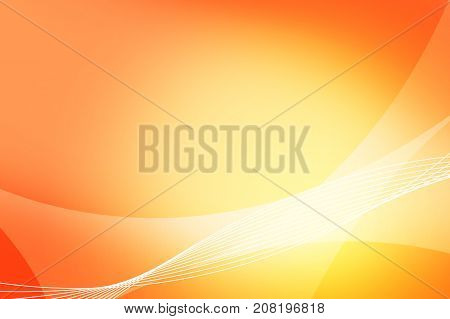 Abstract Orange And Yellow Background Of Abstrack Warm Curves Wave Line Overlay. Orange Technology A