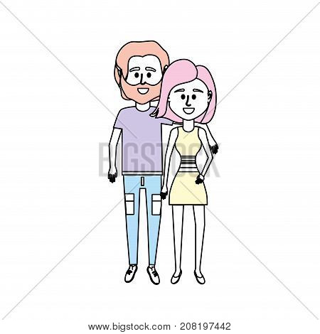 couple together with clouthes design vector illustration icon