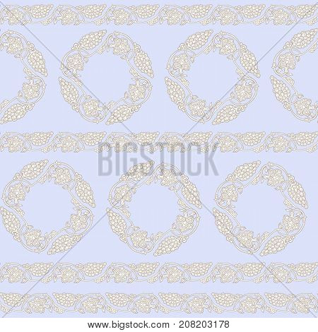 Seamless traditional chinese pattern with floral ornament in vintage pastel colors. Stock vector illustration.